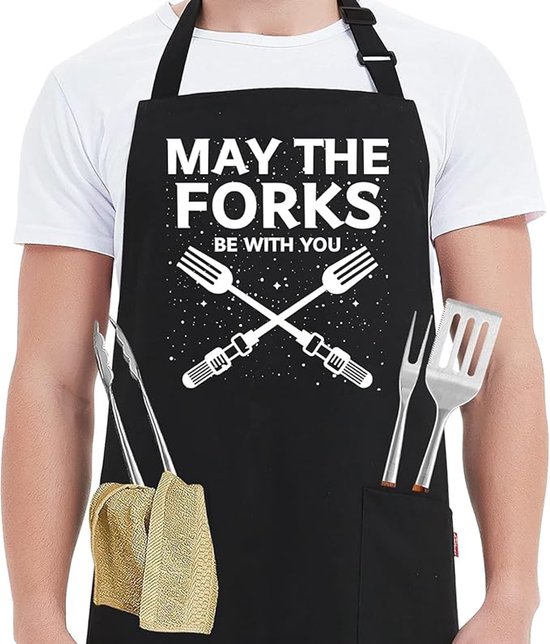 Tablier de cuisine réglable, tabliers amusants pour hommes avec 2 poches - cadeau d'anniversaire de la fête des pères pour papa chef de cuisine barbecue, B, taille unique unisexe