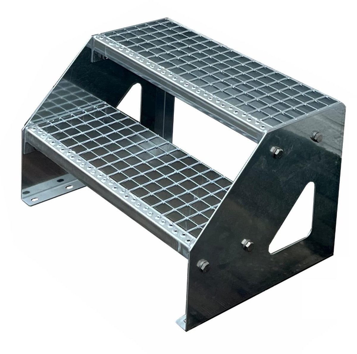 Stalen Stringer Trap - Buitentrap Treden - Veilig Toegang Creëren - Volledig Gegalvaniseerd - 80cm Breed - Zilver
