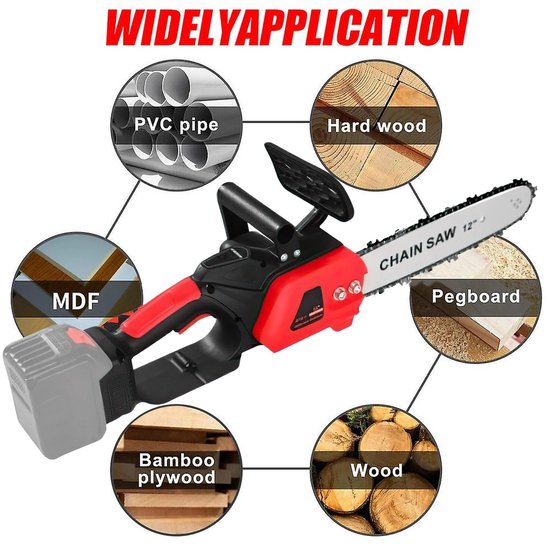 Lifero Mini Kettingzaag - Draagbare Elektrische Kettingzaag - Kleine Handzaag op Batterij - Zaagketting op Accu - Snoeien 3500W — afbeelding 4