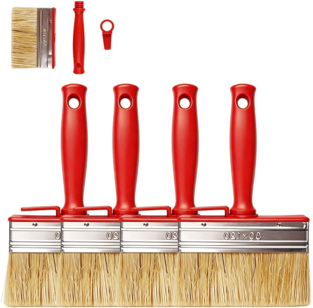 Set van 4 Verfkwasten, 120 mm x 30 mm, Ideaal voor Hout, Muren en Meubels Schilderen