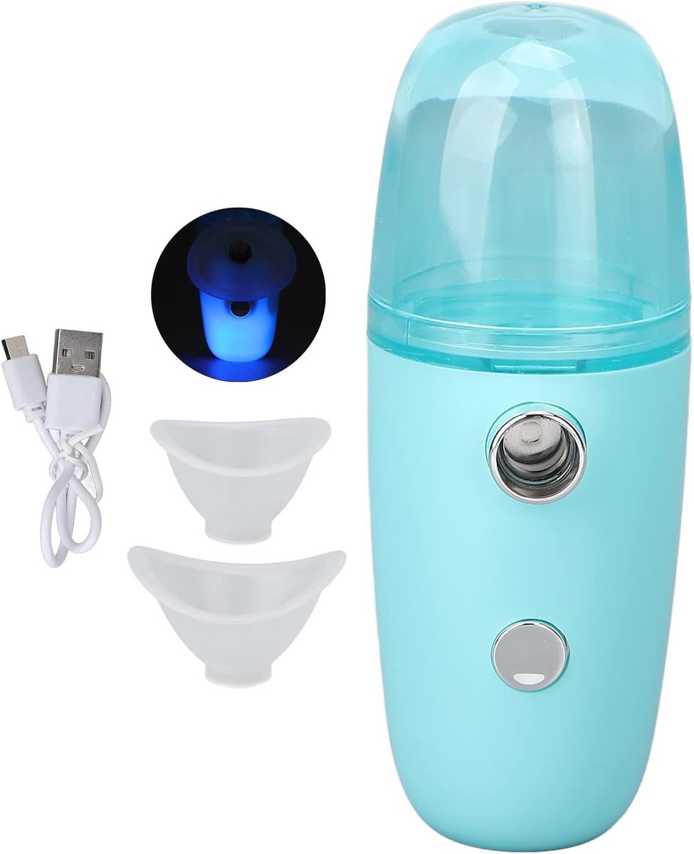 Oogvernevelaar Draagbare Nano-verneveling Gezichts- en Oogbevochtiger met 2 Cupmaten voor Volwassenen , Gemakkelijk Schoon Te Maken en Mee Te Nemen (BLUE)