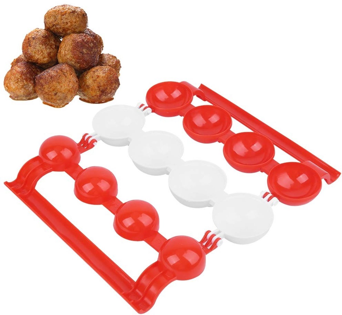 Allecto - Meatball Maker - Plastic Vleesballetjes Maker - Efficiënt Koken - Rood - Geschikt voor Vlees en Groente - Ideaal voor Zelfgemaakte Snacks