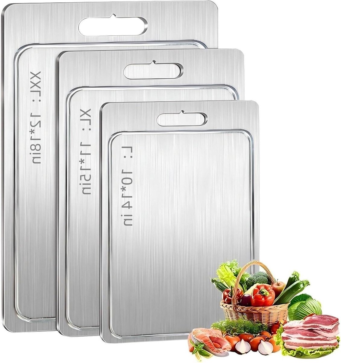 Titanium Snijplank - Hakplank RVS - Voedselbereiding - Unieke groef - 36 x 25 cm - Zilver