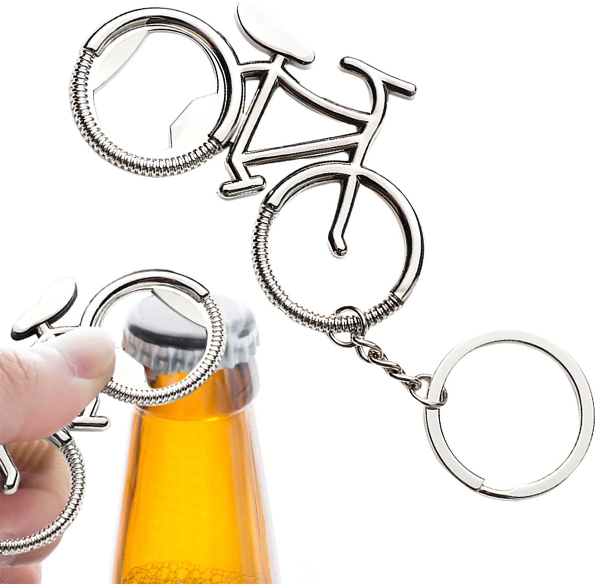 Allecto - Flessenopener Sleutelhanger - Fiets Design - Compact en Lichtgewicht - Ideaal voor Feestjes en Kamperen - Perfect Cadeau voor Mannen en V...