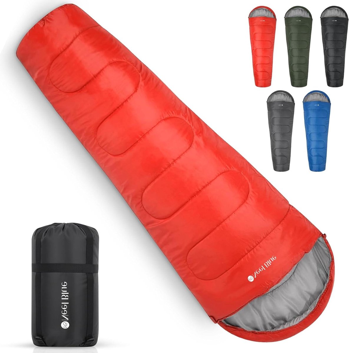 Mummieslaapzak - Slaapzak met capuchon - Kamperen en wandelen - Waterbestendige buitenlaag - 220 cm x 85 cm - Rood