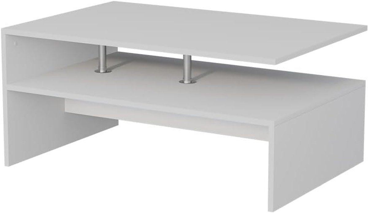 Salontafel - Koffietafel Bijzettafel - Woonkamer Inrichten - Met Opbergvak - 90 x 52.6 cm - Wit