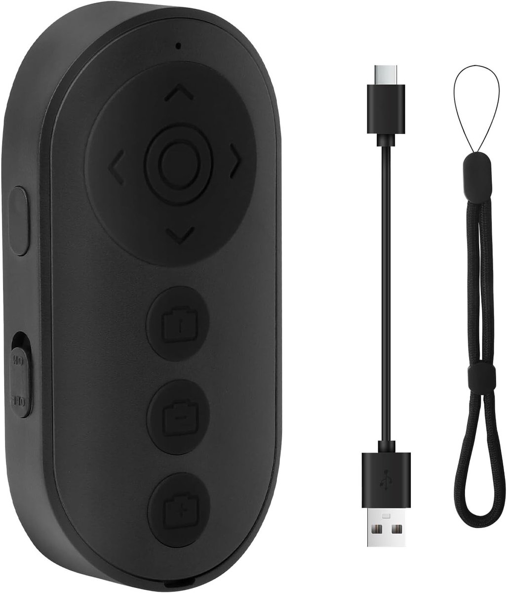 Bluetooth Afstandsbediening voor Smartphone, Self Timer, Foto- en Video-opnames, Oplaadbare en Handige Bediening voor E-Books en Presentaties