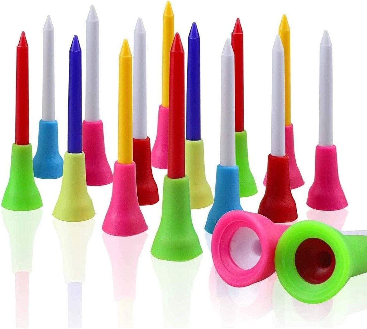 50 Stuks Gemengde Kleur Rubber Top Plastic Golf Tees - Duurzame Golf Tee voor Oefening en Spel