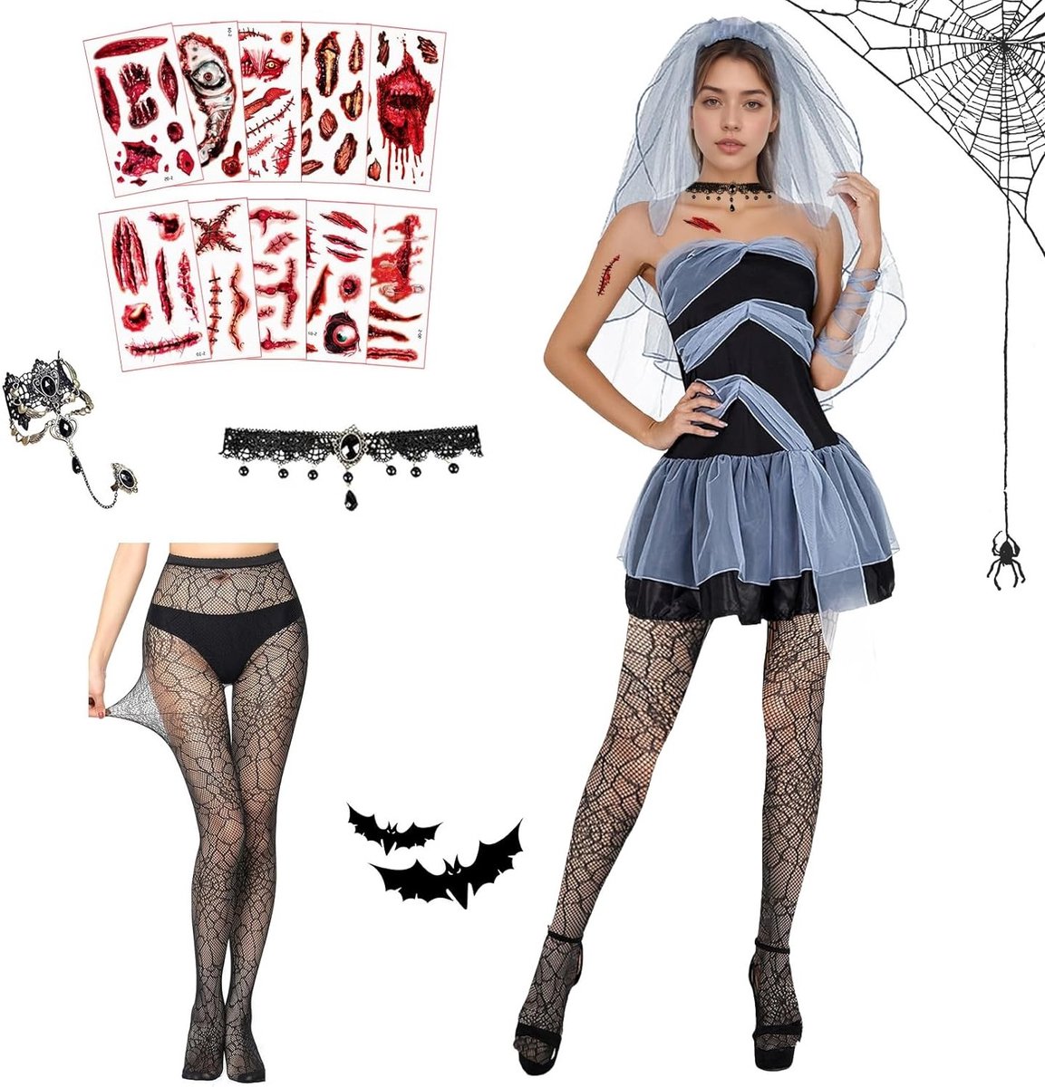 Griezelige Zombie Bruid Kostuum voor Vrouwen - Perfect voor Halloween, Carnaval en Tematische Feestjes