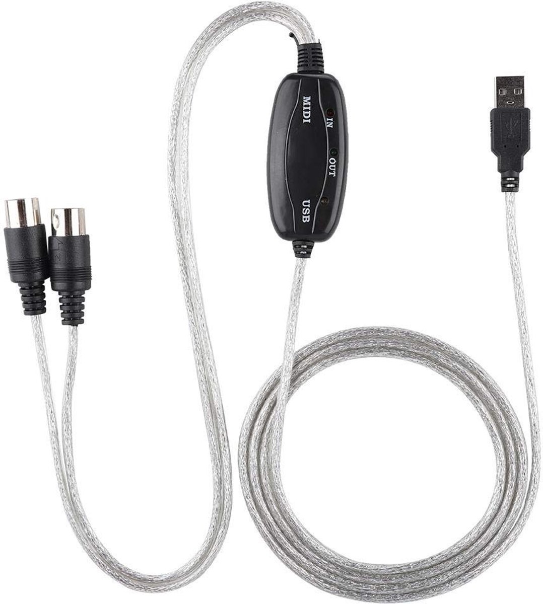 Dailygoody - USB MIDI Kabel - MIDI naar USB Adapter - Geschikt voor Muziekproductie - Plug and Play - Hoogwaardige Geluidskwaliteit - Voor PC - Flexib...