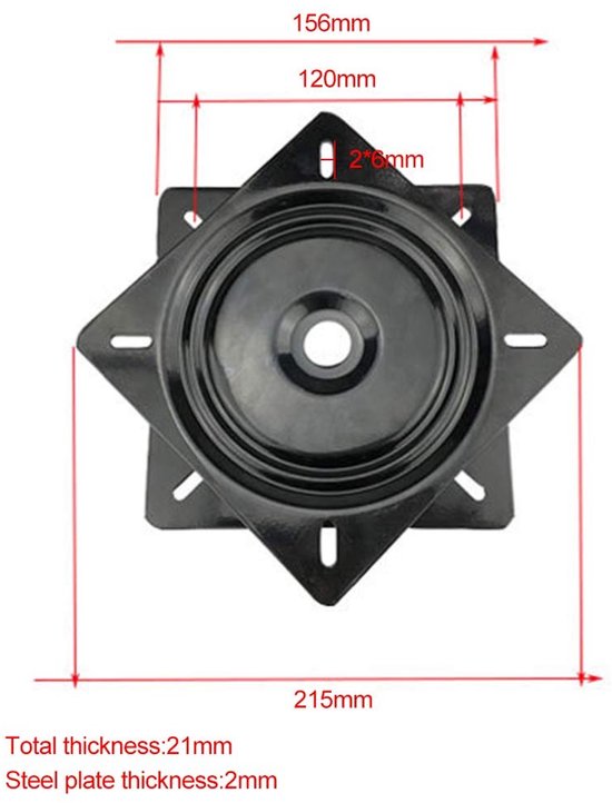 By shayne - Swivel Plate - 360 Graden - Duurzaam - 6 Inch - Bar Stoel Onderdeel - Vervangingssysteem - Perfect voor Bar Stoelen van By Shayne — afbeelding 5