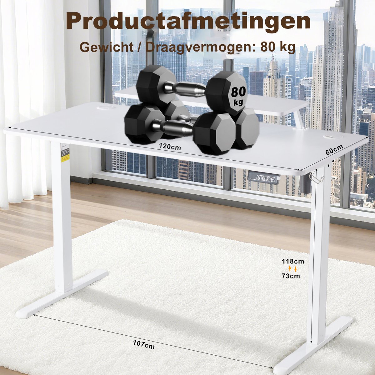 AIMASON Elektrisch Verstelbaar Bureau 120×60 cm thumbnail 2