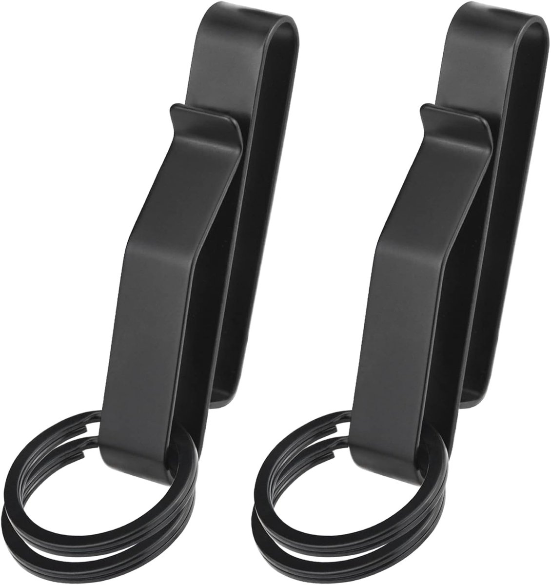 2 Stuks Dienstriem Sleutelhouder - Riem Sleutelclip Roestvrij Staal - Verborgen Riemlus Houder met 4 Sleutelringen - Geschikt voor Handboeien - Past tot 2,25 Inch Riem
