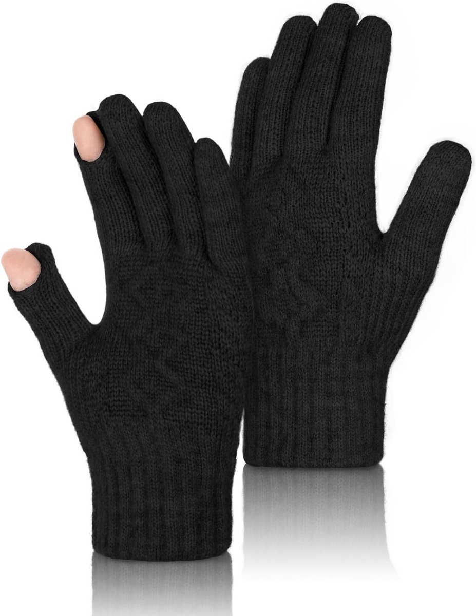 Warme Gebreide Winterhandschoenen voor Heren en Dames, Zachte Voering voor Buitenactiviteiten en Fietsen