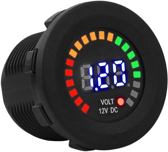 Dailygoody - Voltmeter - Digitale Display - Waterdicht - Zwart - Motorfiets Voltmeter - Geschikt voor Auto en Motor