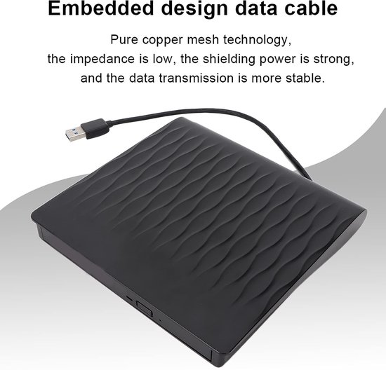 Externe CD DVD Drive - Draagbare Brander - Data Archiveren - USB 3.0 Snelheid - Compact Ontwerp - Zwart — afbeelding 5