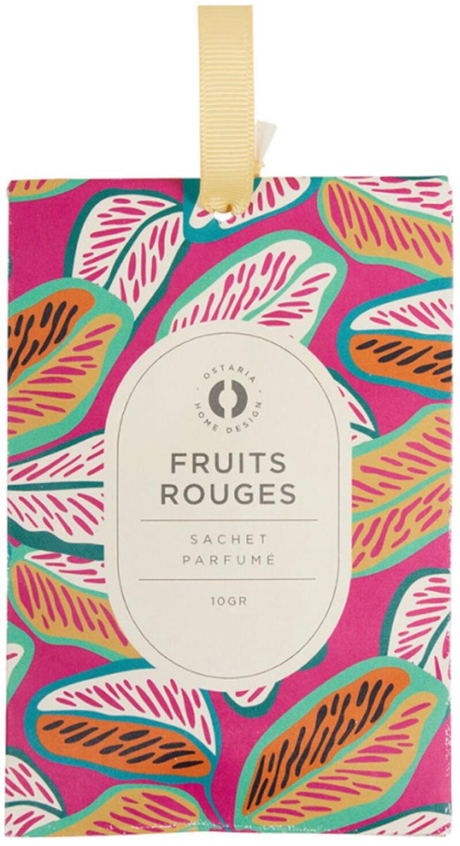 Ostaria Geurzakjes Rood fruit - met ophanglusje - geurkaartjes/luchtverfrisser