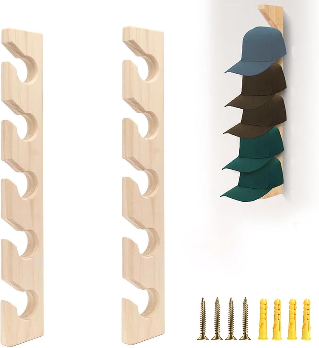 Set van 2 houten verticale wand‑pethouders – voor petcollecties en presentatie
