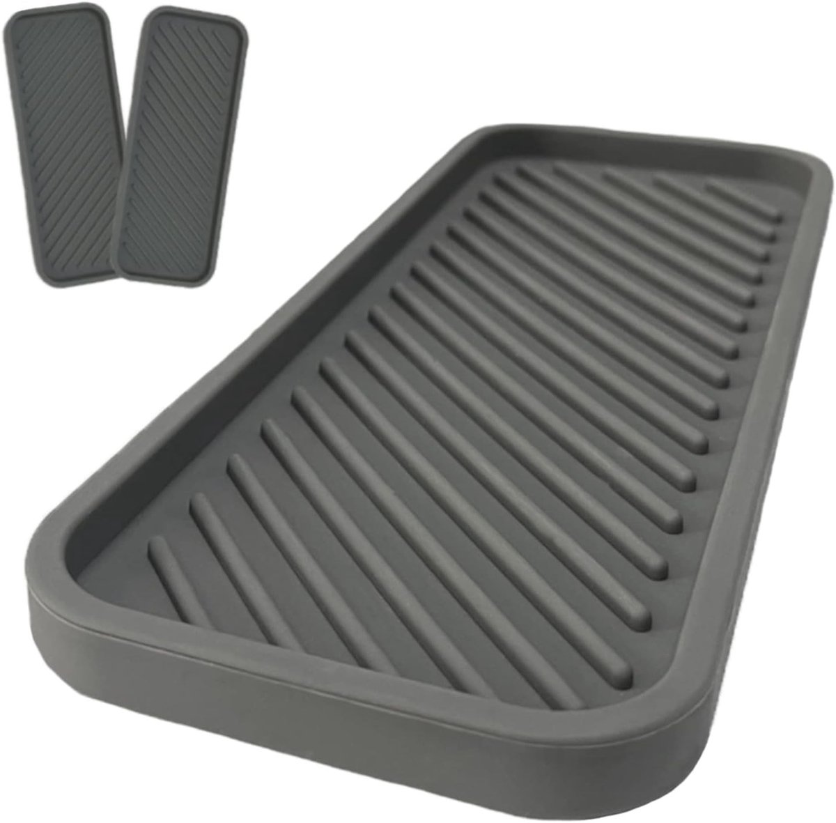 Set van 2 Siliconen Afvoermatten voor de Gootsteen - Antislip Multifunctionele Sponshouder en Zeepbakje voor Keuken, Badkamer en Reizen
