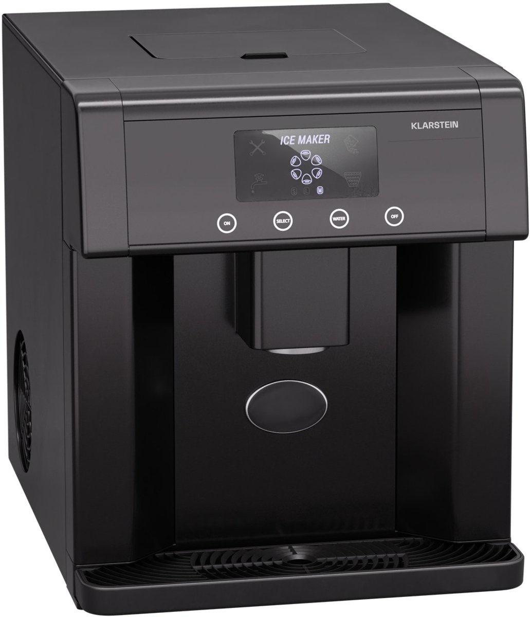 Klarstein ijsblokjesmachine – Roestvrijstalen ijsblokjesmaker, 3 ijsblokjesformaten, 12 kg/24 uur, touchscreen, 3-liter watertank, ijsblokjesdispenser, ijsmaker, zwart - IJsmachine - 1,8L - voor Thuis voor Feest - IJsschep Snel - RVS