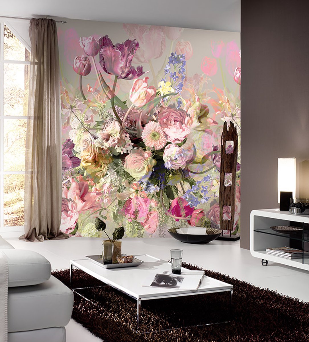 Behang poster Colorful florals en retro flower explosion