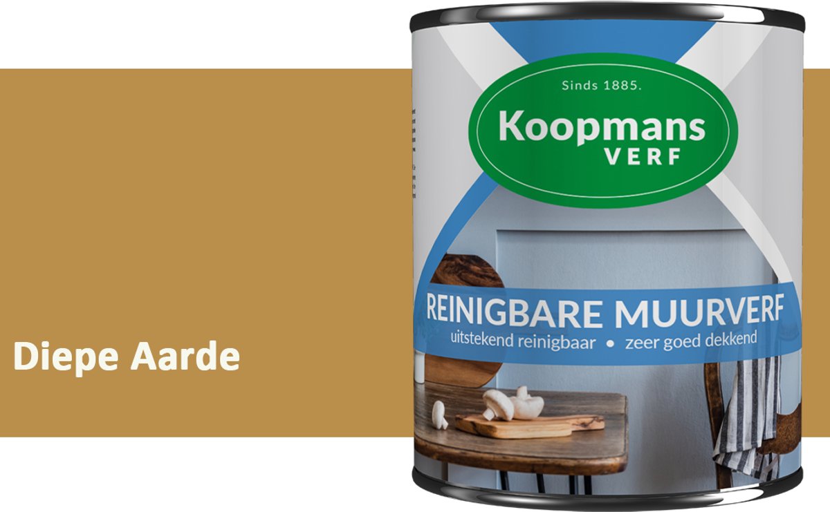 Koopmans Reinigbare Muurverf – Afwasbare Schrobvaste Muurverf Binnen – Mat – Voor Keuken, Woonkamer & Kinderkamer – Diepe Aarde – 2,5 l