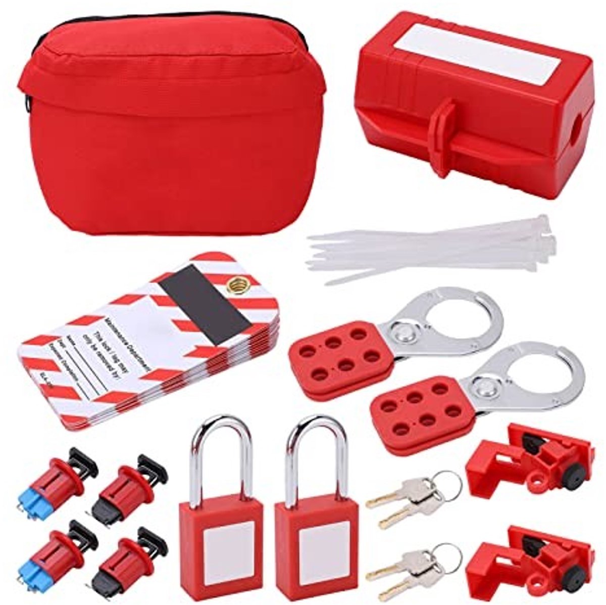 Dailygoody - Veiligheid Hangslot Set - Lockout Tagout Kit - Compleet - Industrie - Sleutels en Haspels - Voor Veiligheidsmaatregelen - Geschikt voor B