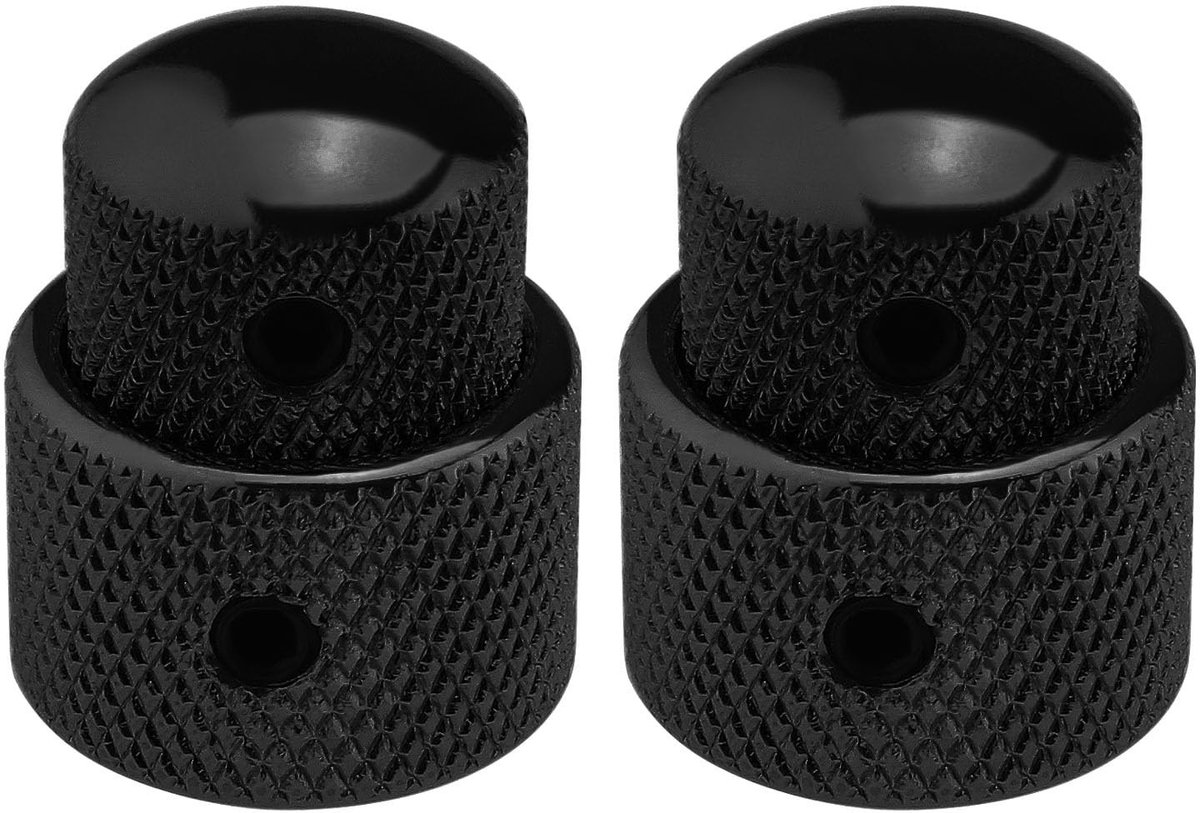 Dailygoody - Gitaar Knoppen - Dual Layer Controle Knoppen - Zwart - Volume Knop - Metalen Knop Caps - Geschikt voor Elektrische Gitaar - Dubbellaags O...