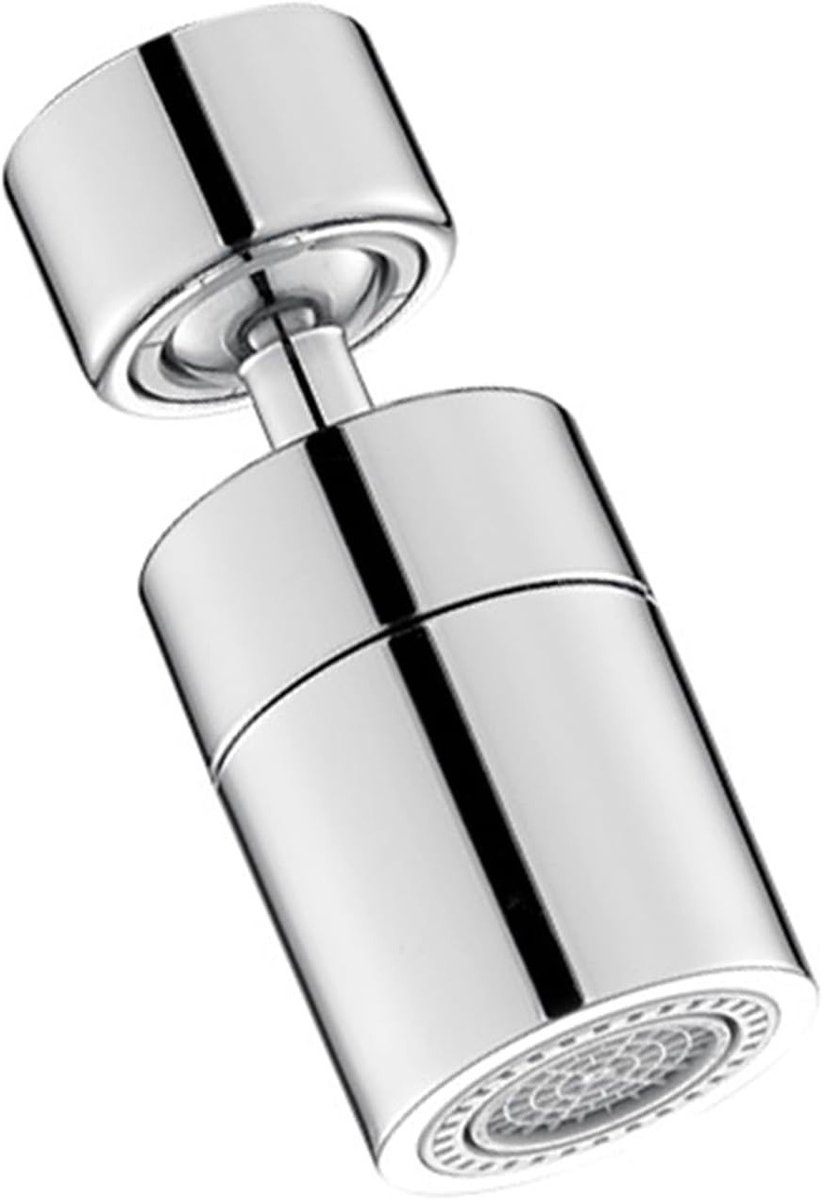 Rotating Silver 360° Water Tap Attachment - Universal Interface - Tap Aerator - 2 Spray Functions - Water Saving - Kitchen - Bathroom