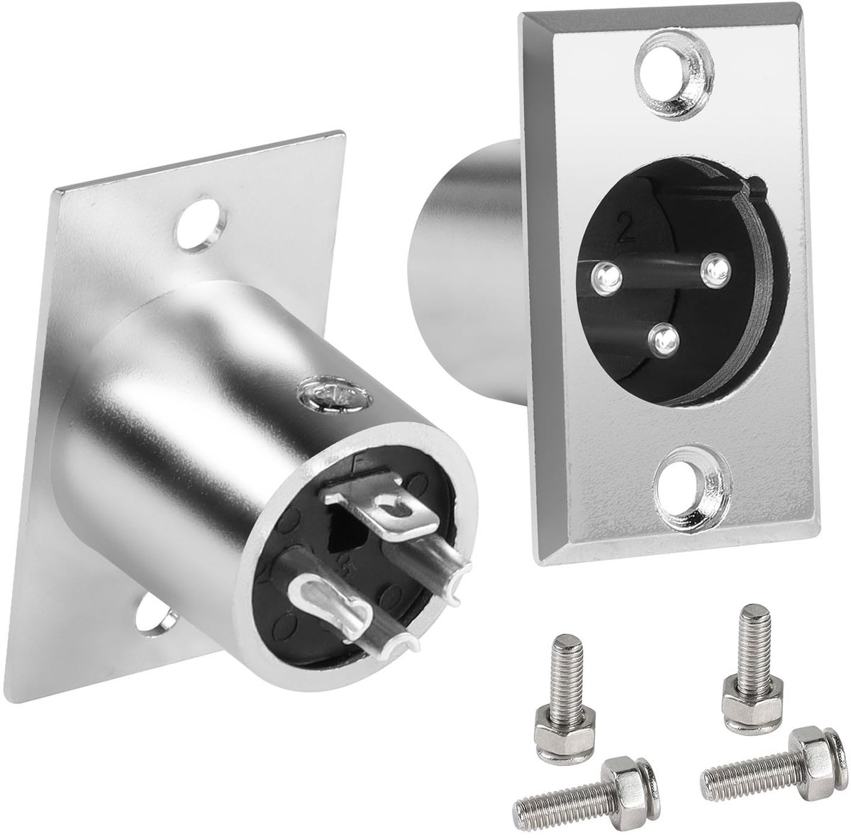 Dailygoody - 3-Pin XLR Rectangular Panel Mount Adapter - 2 Stuks voor Audio en Verlichting
