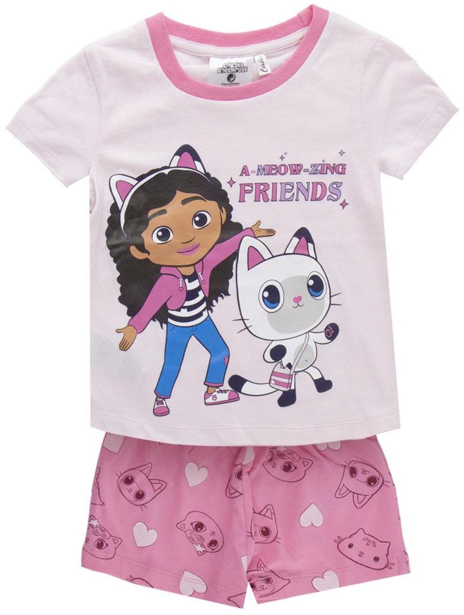 Cerda Group Gabby´s Dollhouse Korte Mouw Pyjama Wit,Roze 3 Years Kinderen