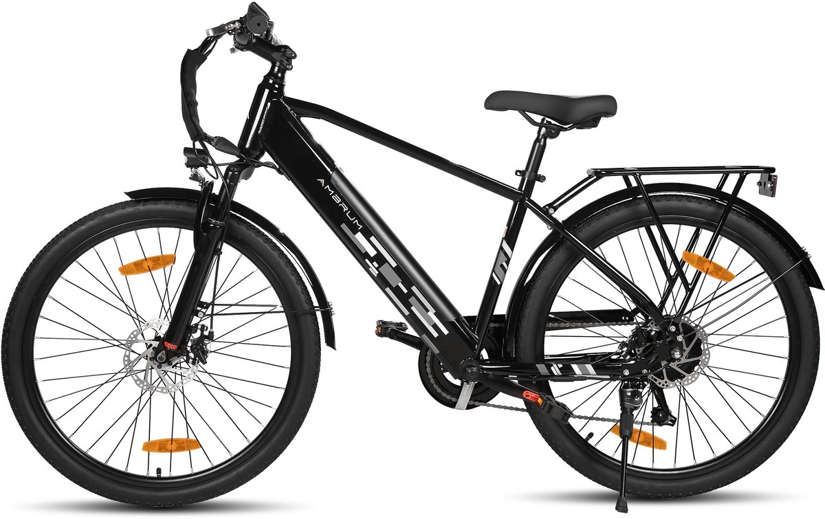 HILAND Rhythm elektrische stadsfiets - 26 inch - 250W motor - 50km actieradius - 36V 7.8Ah accu - Shimano 7-versnellingen - Unisex - Zwart