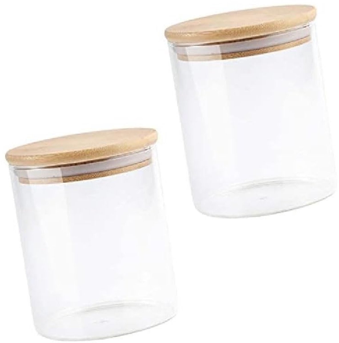 Glazen voorraadpotten met bamboedeksel - set van 2 - 200 ml - borosilicaatglas
