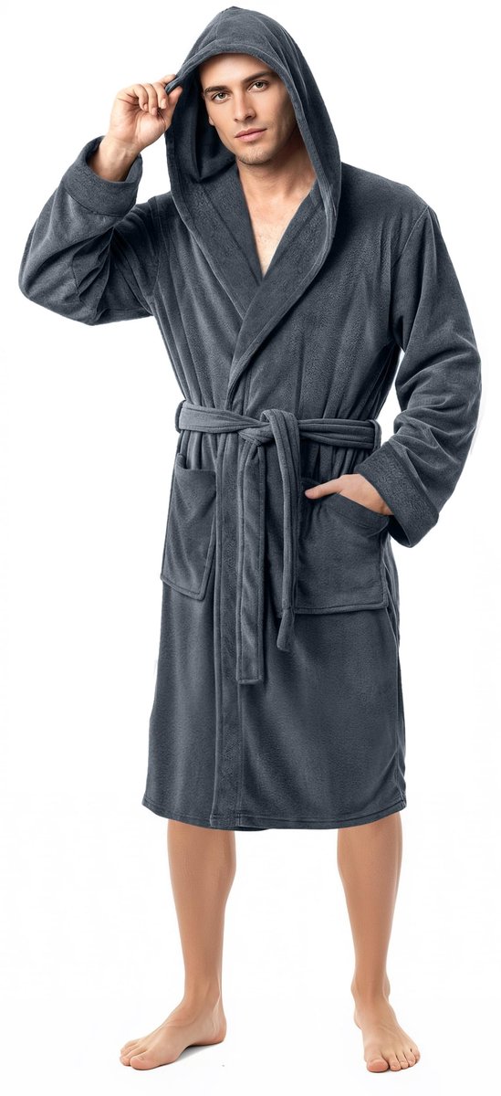 OmGoods - Dailygoody - Luxe Heren Kamerjas - Superzachte Fleece Badjas - Gezellige Loungewear - Comfortabele Nachtkleding - Ideaal voor Thuis - Perfecte Keuze v