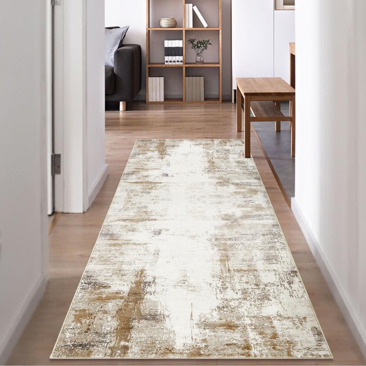Dailygoody - Tapijtloper - Antislip - Wasbaar - Beige - Modern - Zacht - Geschikt voor Hal, Keuken en Bijkeuken - 80 x 200 cm