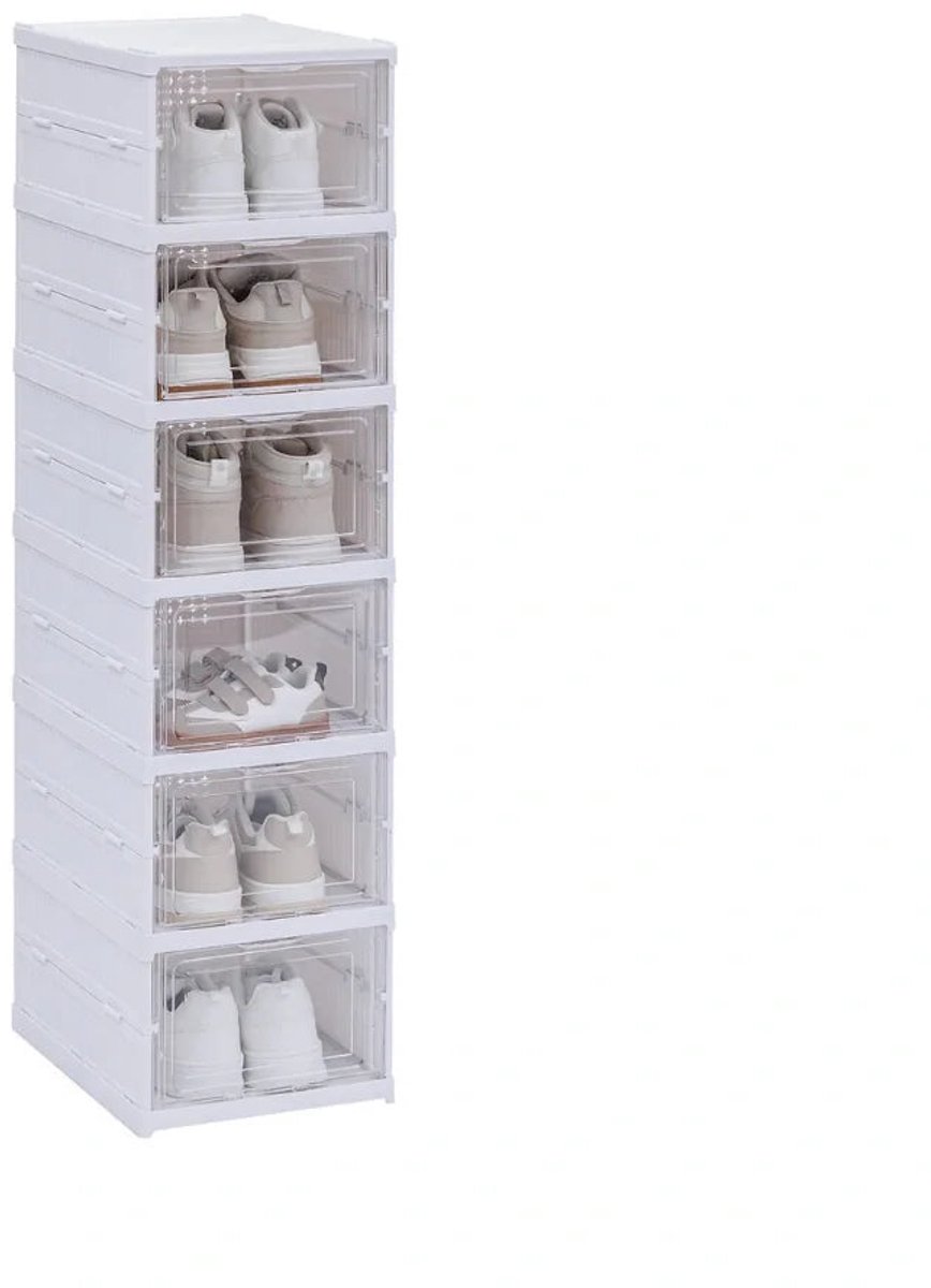 Inklapbare sneakerbox set 6-delig Five® - Wit - Inklapbaar | Stapelbaar
