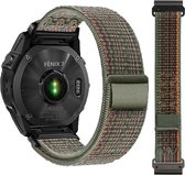 Stravo Ademend Nylon Sport Bandje voor Garmin Fenix 9/9 Pro 47mm, Fenix 8/8 Pro 47mm, Fenix E, Fenix 7/7 Pro & Fenix 6/6 Pro – QuickFit 22mm – Lichtgewicht Klittenband Horlogebandje – Groen/Oranje