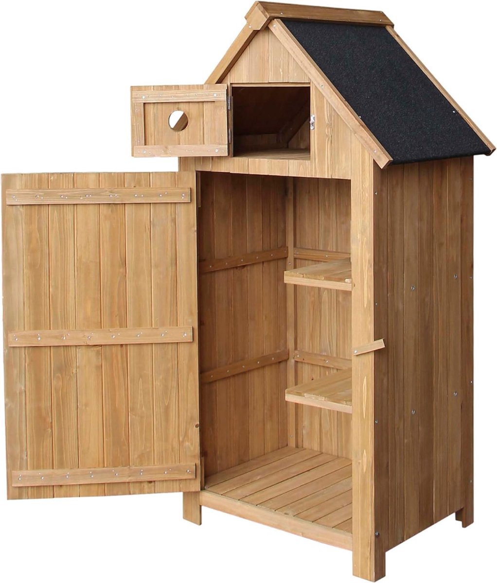 DD Tuinhuis Hout - Blokhut - Tuinhuisje - Gereedschapshuisje - 77x54x137cm - Bruin