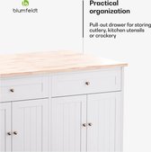 Bol.com Blumfeldt Etsu Keukeneiland Uitschuifbaar Werkblad 2 Laden 4 Deuren Te Gebruiken Als Eettafel Bergruimte - Wit aanbieding