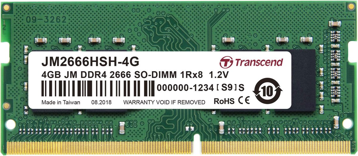 Transcend Jm2666Hsh-4G Geheugenmodule 4 Gb 1 X 4 Gb Ddr4