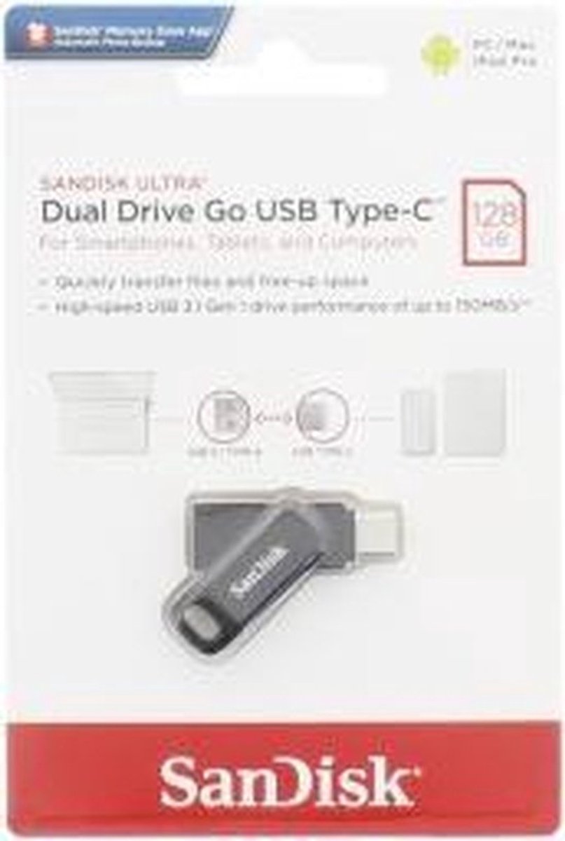 SANDISK Ultra Dual Drive Go USB-stick smartphone/tablet Zwart 128 GB USB-A 3.2 Gen 1, USB-C — afbeelding 5