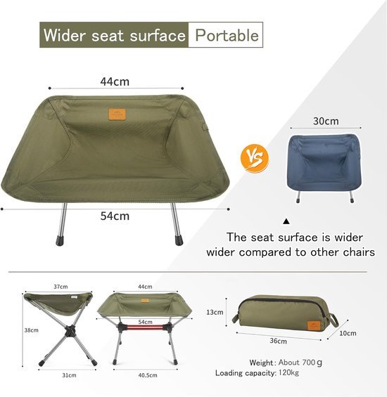 Set van 2 klapkrukken, campingkruk, driepootkruk, draagbare campingkruk, belastbaar tot 150 kg, viskruk voor kamperen, wandelen, jagen, vissen, reizen