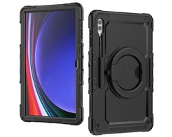 Mobilize Tablethoes geschikt voor Samsung Galaxy Tab S9 Ultra Hardcase Backcover | Mobilize Rotating Defender + Schouderband | Schokbestendig Galaxy Tab S9 Ultra Telefoonhoesje | Anti Shock Proof + Standaard - Zwart