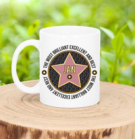 Bellatio Decorations Mug nom Jan - blanc - Most Brilliant - céramique - 300 ml - tasse collègue - cadeau