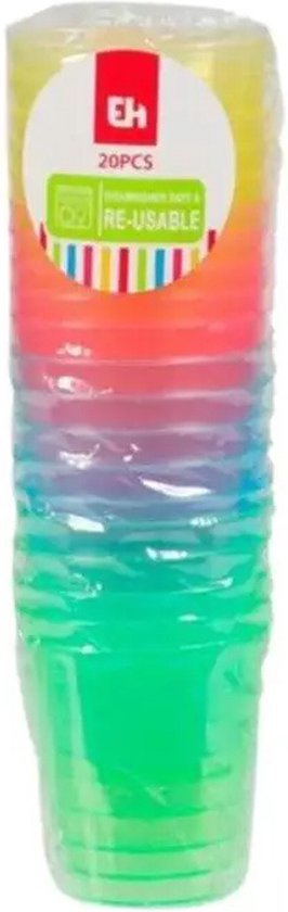 Verre à shot Excellent Houseware - 60x - couleurs - plastique - 30 ml - réutilisable