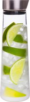 Carafe à Krumble en verre - 1000ml - 1 litre - Bouteille d'eau en verre - acier inoxydable - Eau de table