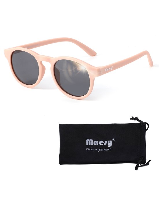 Maesy Lunettes de Soleil Kinder Novi - 6 à 12 ans - Souples - Protection UV400 - Lunettes de Soleil Enfant - Rose Clair