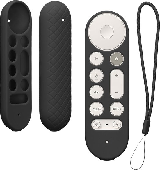 Foto: Kwmobile hoes geschikt voor google tv streamer 4k siliconen anti slip hoes voor afstandsbediening in zwart