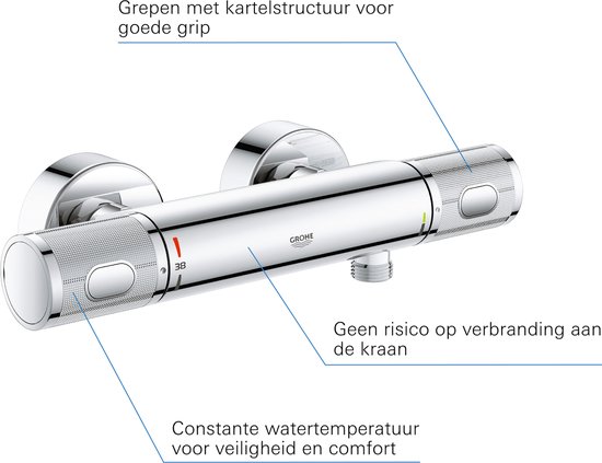 Grohe Robinet de douche thermostatique Precision Feel Chrome 12 cm