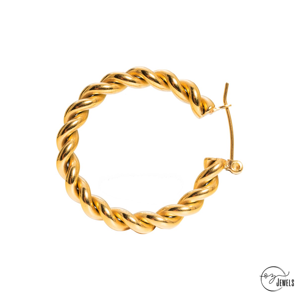 OZ Jewels – Touwketting Hoepel Oorbellen – 18K Verguld – Vrouwen – 25 mm